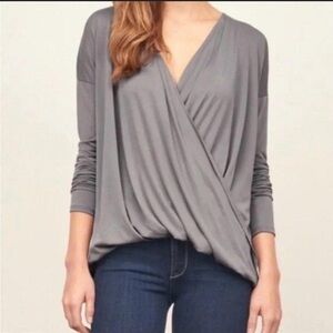 ABERCROMBIE & FITCH gray wrap drapey top